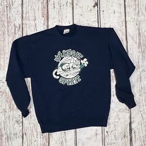 Vintage 80s Wildcat Spirit Blue Sports Jerzees Pullover 1980s Sweatshirt